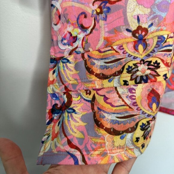 Soft Surroundings Reyes Tunic Top Size L Pink Floral Paisley Art to wear - Picture 2 of 7
